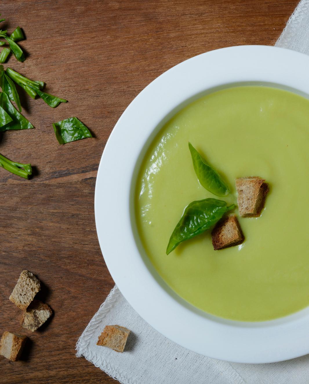 CHILLED AVOCADO & SPINACH SOUP WITH LEMON ZEST OIL