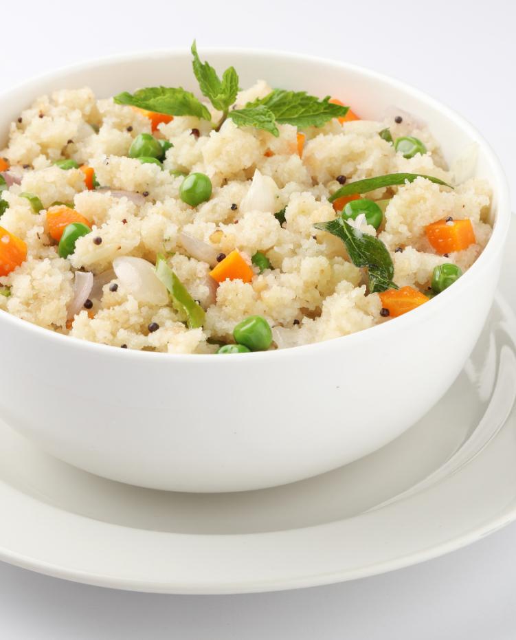 TEFF UPMA WITH ROASTED CASHEWS & CURRY LEAF OIL