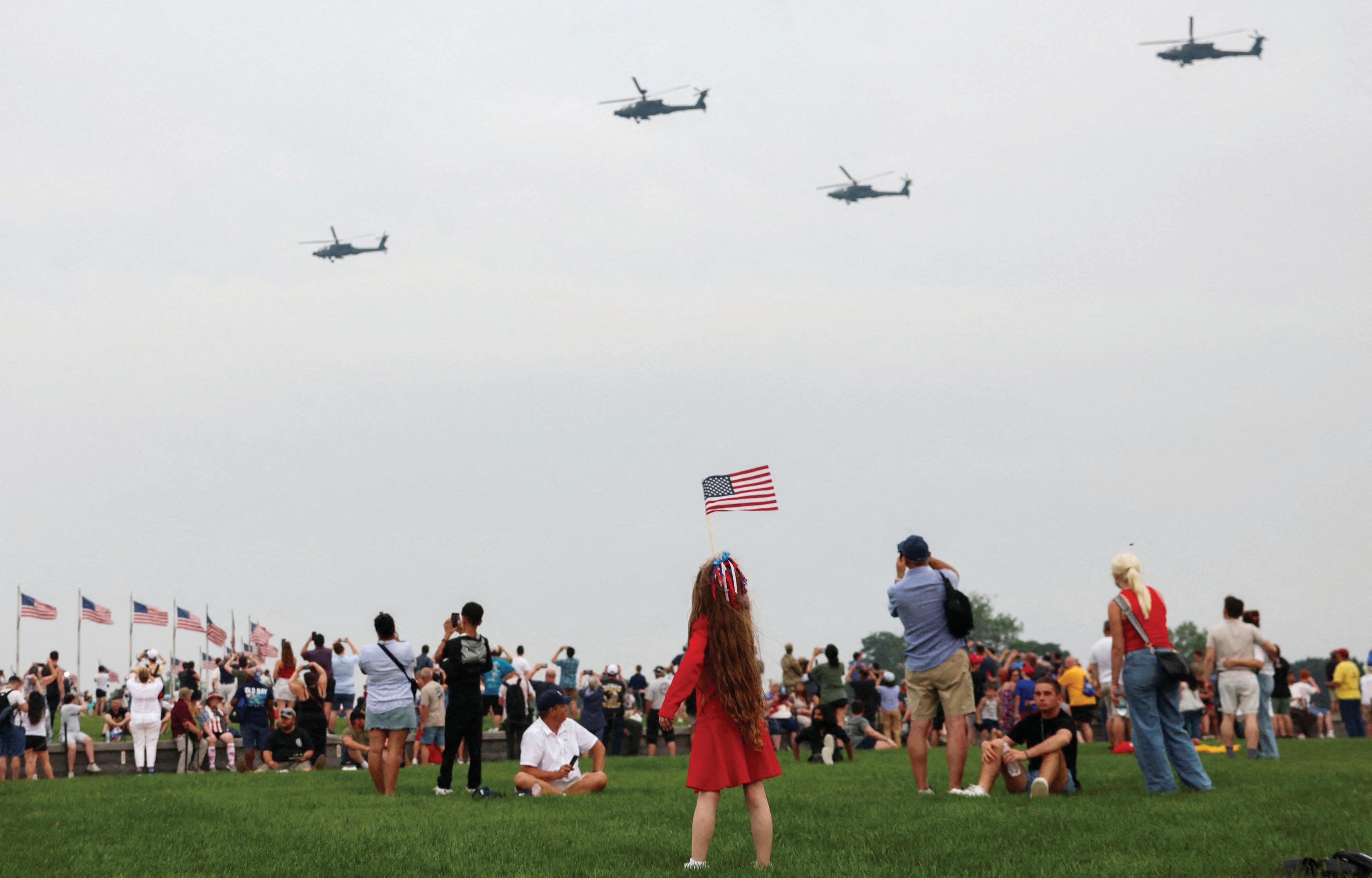 Trump flexes military might at parade as protests sweep US