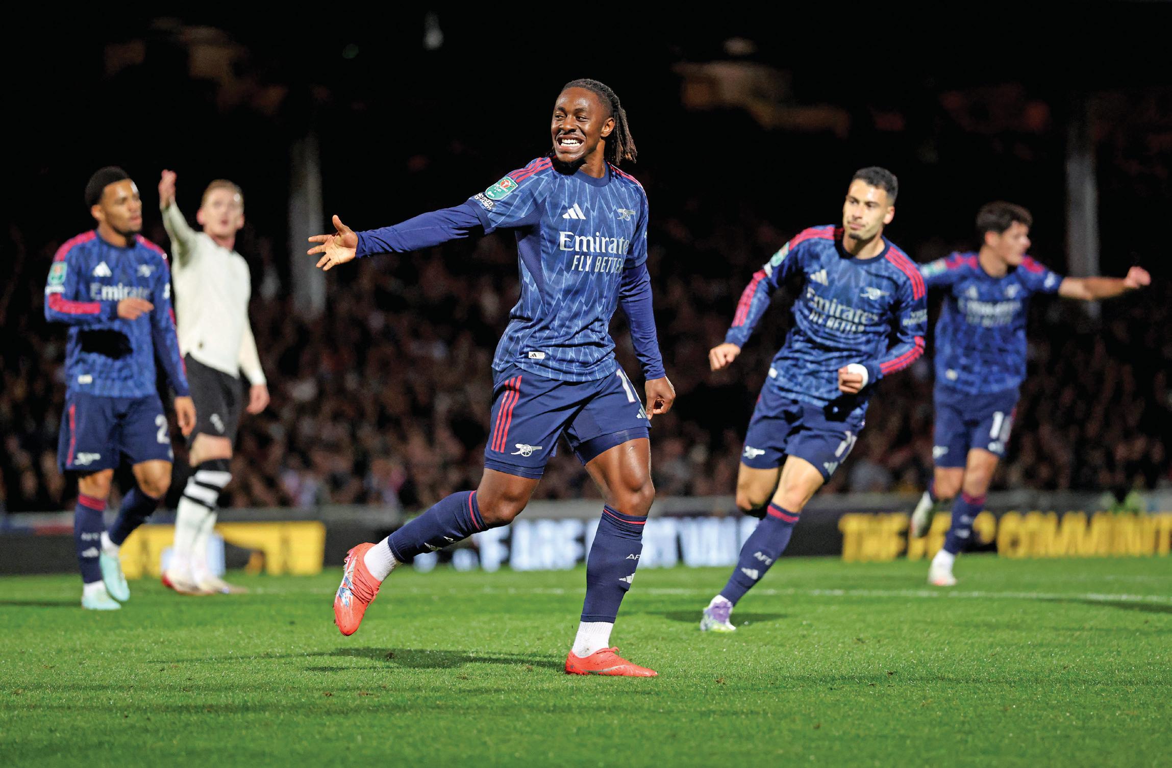 Eze revels in his first goal for Arsenal