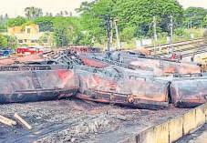 Goods train carrying diesel catches fire in TN