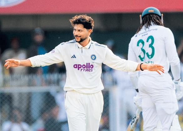 Kuldeep’s triple strike gives hosts late relief and slender edge on opening day