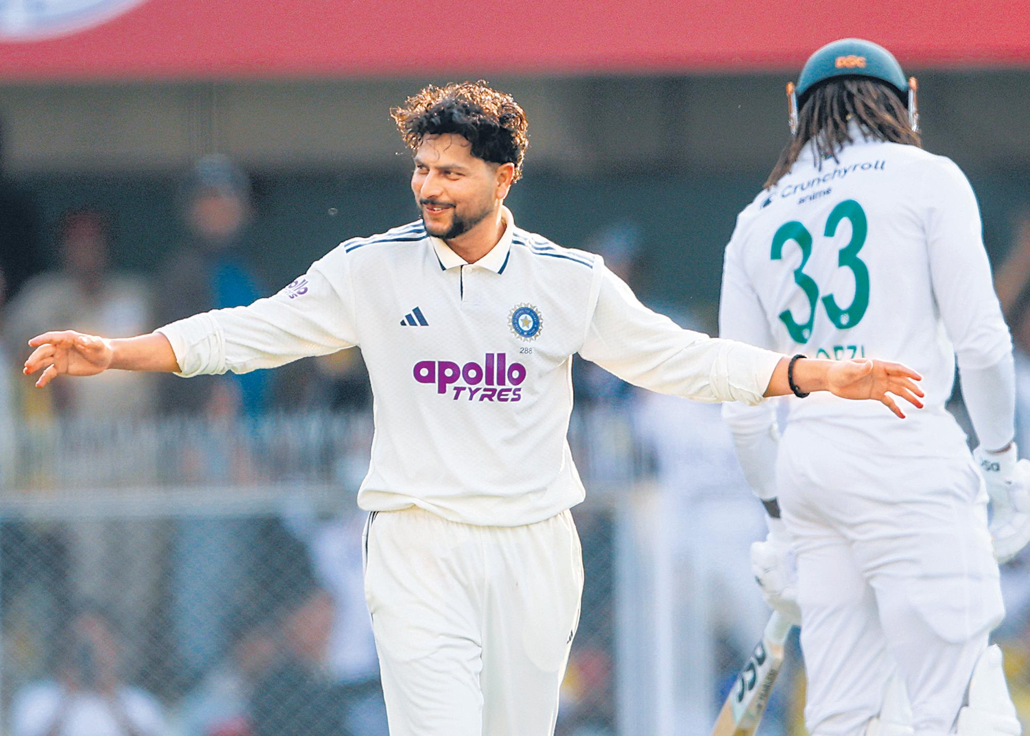 Kuldeep’s triple strike gives hosts late relief and slender edge on opening day