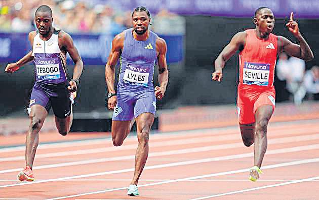 Seville outshines Olympic champ Lyles in his season's first 100m race