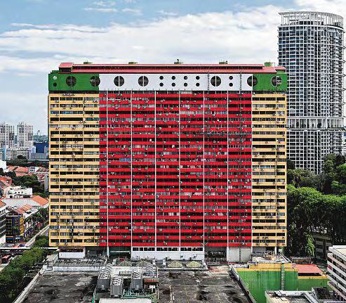 People's Park Complex being repainted red and white