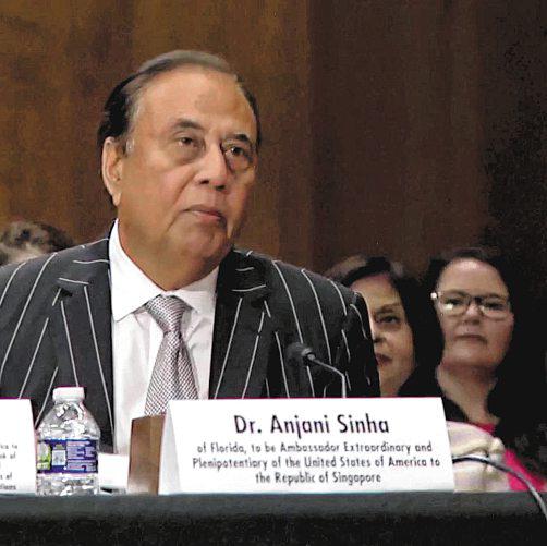 Anjani Sinha Could Soon Be Confirmed as US Envoy to Singapore in 'Group Vote'