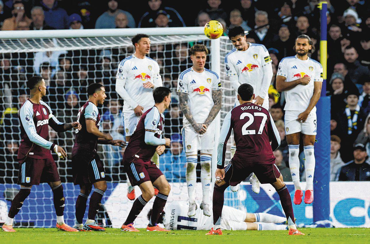 Villa find rhythm as Rogers' brace sinks Leeds