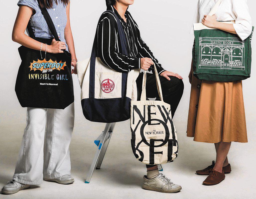 Branded bags out, tote bags in