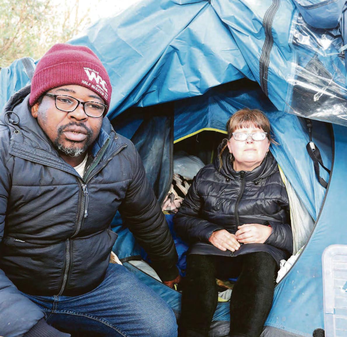 Life is 'hard' for murder suspects living in a tent..