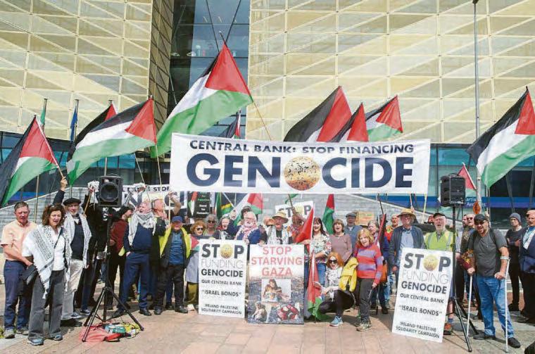PROTEST AT BANK LINK TO ISRAEL'S GENOCIDE