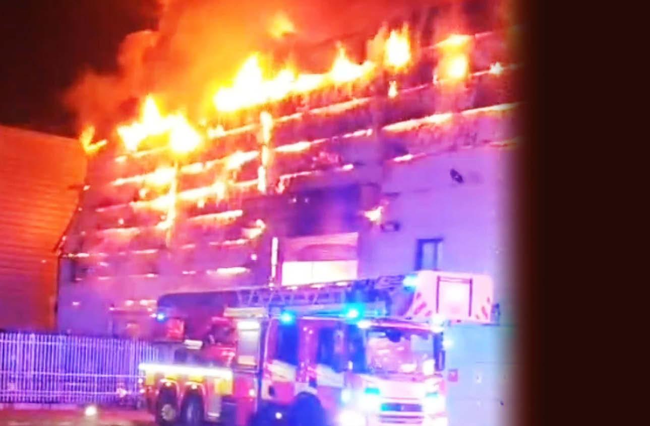 Crews fight recycling hub blaze