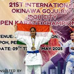 Manthani Student Excels at International Karate Championship in Malaysia “Wins Gold and Silver Medals.