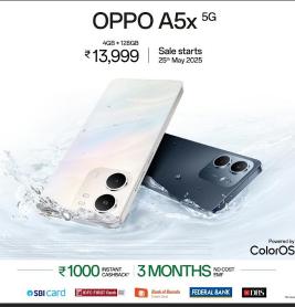 OPPO Launches New A5x 5G 4+128GB Variant -Featuring Flagship Design, 6000mAh Battery, and Military-Grade Durability
