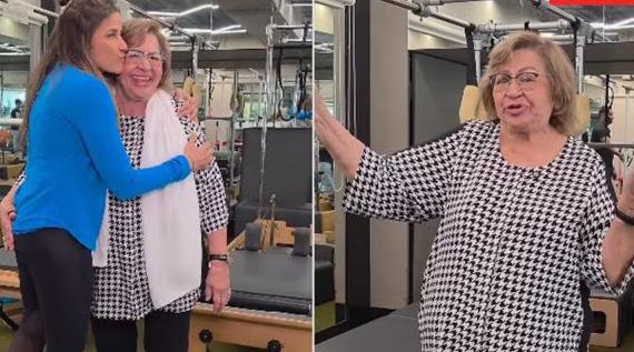 Helen jumps on a trampoline, does Pilates, dances to 'Monica O My Darling' as part of her workout: 'I am a girl of 85'.