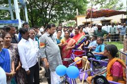 Government Will Always Stand by the Differently-Abled: Minister Duddilla Sridhar Babu“Essential Aids and Welfare Cheques Distributed at Mahadevpur
