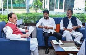 Revanth Reddy delegation meets Nadda on interrupted supply of Urea