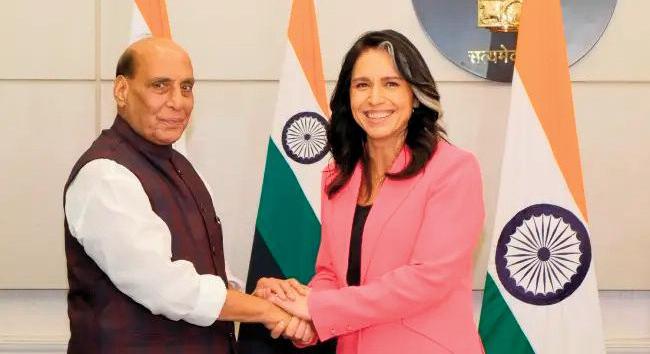 రాజ్నాథ్ సింగ్తో అమెరికా ఇంటెల్ చీఫ్ తులసీ గబ్బర్డ్ భేటీ