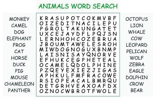 ANIMALS WORD SEARCH