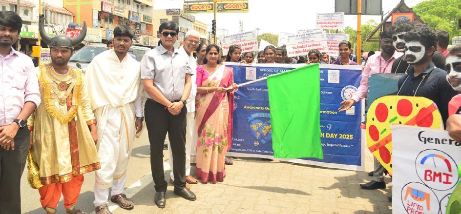 SCHOOL OF ALLIED HEALTH SCIENCES, VINAYAKA MISSIONS RESEARCH FOUNDATION -DEEMED UNIVERSITY ORGANISED AWARENESS RALLY AND HUMAN CHAIN FORMATION ON THE OCCASION OF WORLD HEALTH DAY-2025