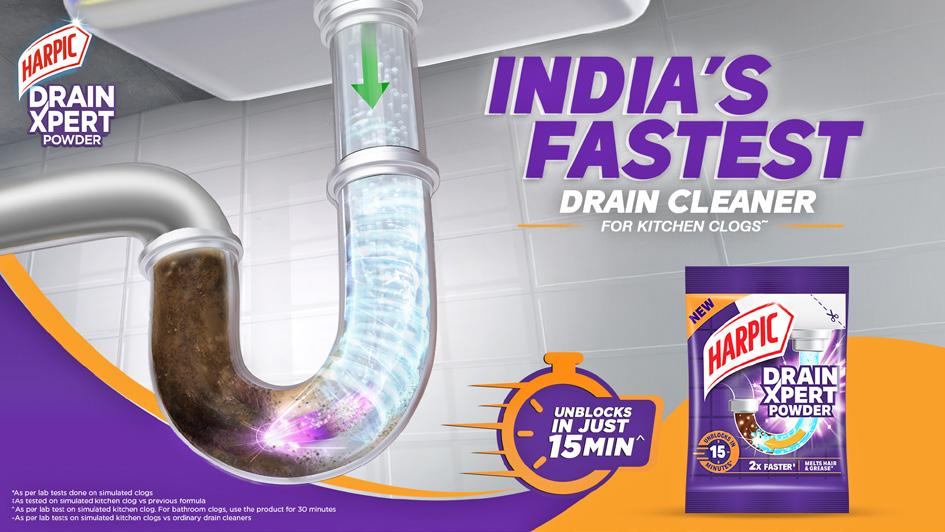 'HARPIC DRAINXPERT' THE FASTEST DRAIN CLEANER FOR INDIAN KITCHENS