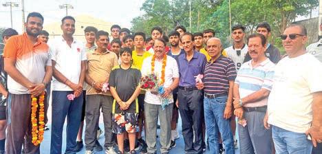 VAJK officer bearers felicitate Kuldeep Magotra for bringing pride to volleyball at international level