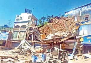 Landslide struck Narsoo market in Samroli area; several commercial structures damaged