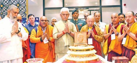 LG Manoj Sinha arrives at Delhi with holy relics of Lord Buddha