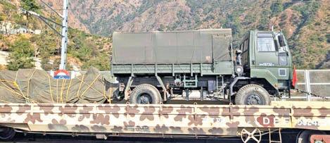 Special military train ferries tanks, artillery guns to Kashmir