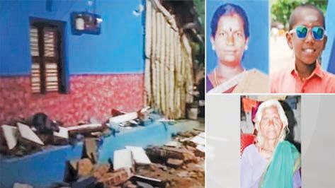 சுவர் இடிந்து விழுந்து இரு பெண்கள், சிறுவன் பலி
