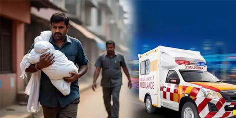 ஆம்புலன்ஸ் வசதி கிடைக்காததால் குழந்தையின் உடலை 80 கி.மீ. தூரம் பஸ்சில் எடுத்து சென்ற தந்தை