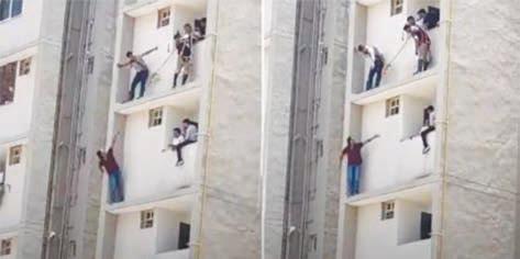 சரணடைவதை விட சாவதே மேல்.. 5வது மாடி விளிம்பில் நின்று அடம்பிடித்த குற்றவாளி