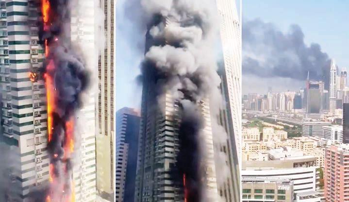 துபாயில் 67 மாடிக் கட்டடத்தில் பயங்கர தீ விபத்து