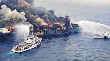 Ship that caught fire off Kerala coast likely to sink along with dangerous cargo