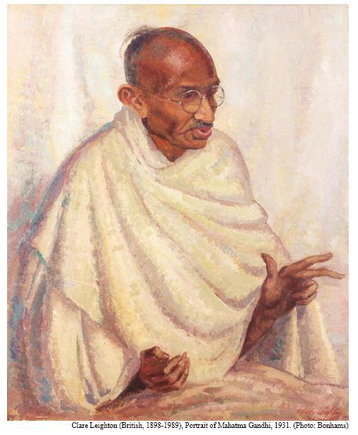 Painted in 1931, Gandhi rare oil portrait sells for £152,800: three times its marked price