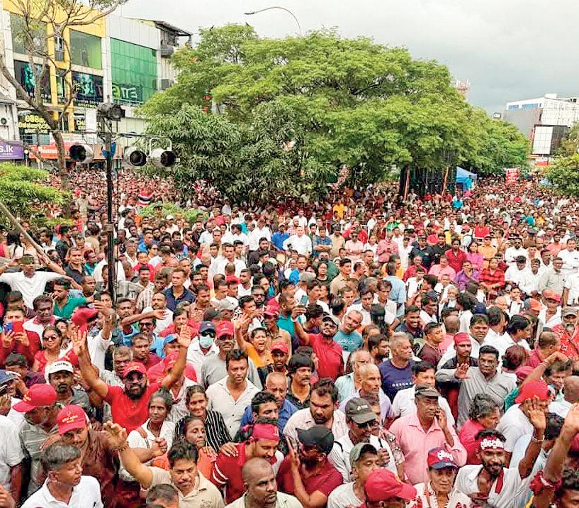 Opposition holds massive rally at Nugegoda despite restrictions and inclement weather