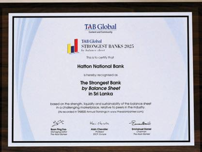 HNB tops TAB Global Ranking as “Sri Lanka’s Strongest Bank”