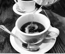 Drinking coffee right