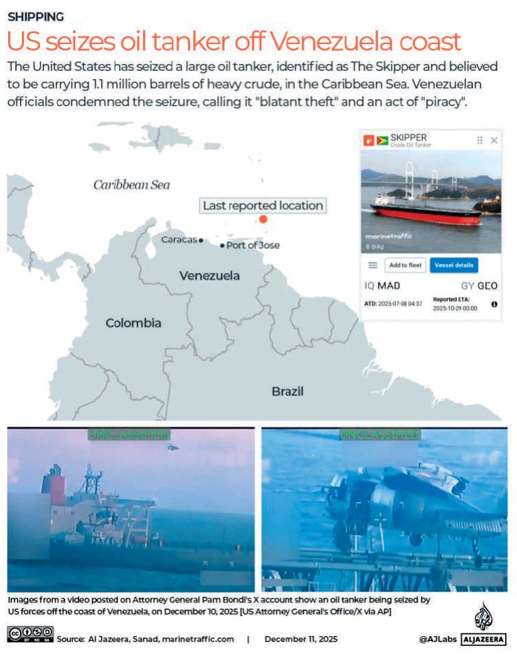 What does international law tell us about the US seizure of an oil tanker off the coast of Venezuela?