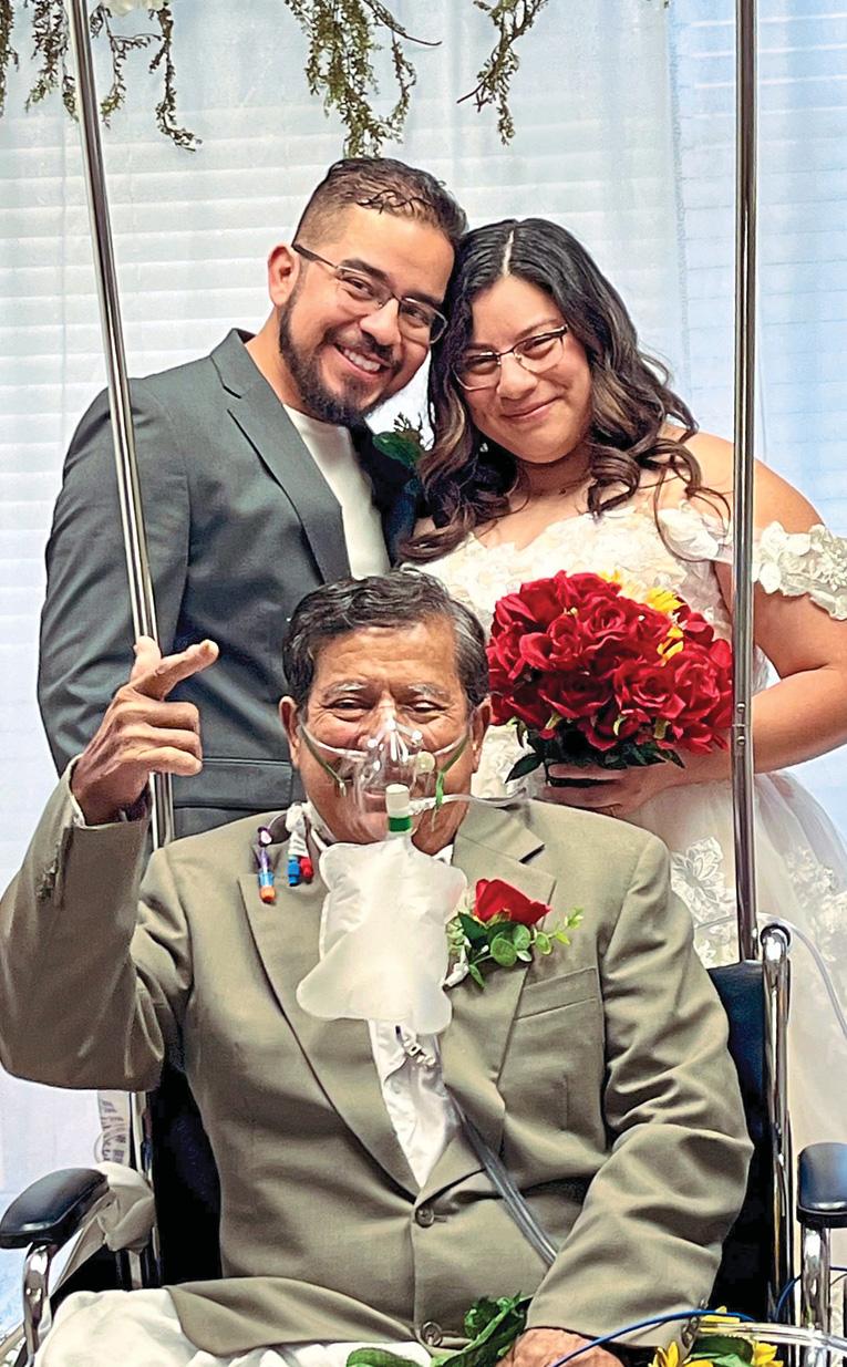 "My dad couldn't be at our wedding, so we brought it to him!"