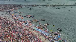 Sanitation workers at Maha Kumbh Mela clean ghats of Triveni Sangam