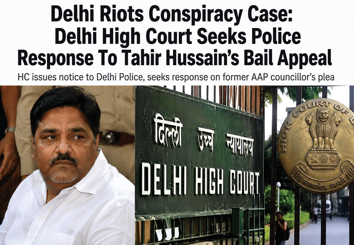 HC Seeks Reply on Tahir Hussain Bail Plea