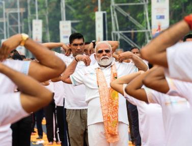 PM Modi leads 12th International Day of Yoga celeberations in Kolkata