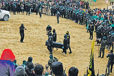 Hamas Turns Handover of Dead Israeli Hostages into a Spectacle