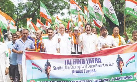 Congress holds 'Jai Hind Yatra' at Amb Gharota to honour Armed Forces