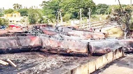 Freight train ferrying oil catches fire, train services hit