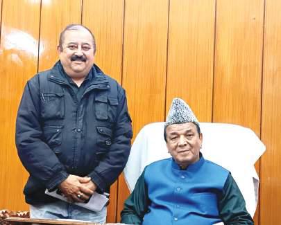 Rajesh calls on Speaker Rather, backs time bound shift to paperless legislature
