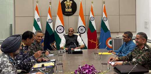Rajnath reviews security; meets PM