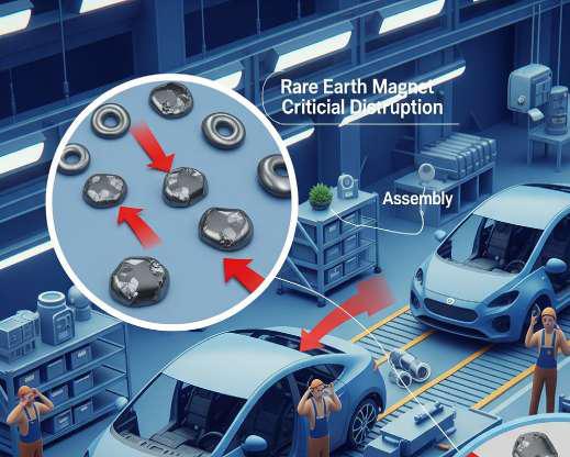 Rare earth magnet key in vehicle production