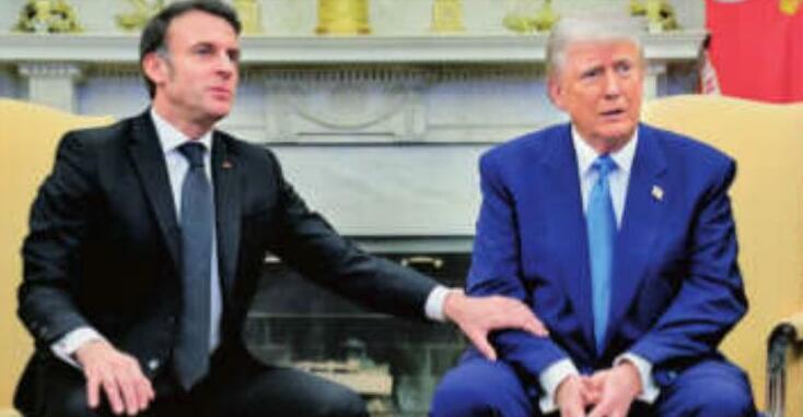 यूक्रेन पर बोल रहे थे ट्रम्प, मैक्रों ने हाथ पकड़कर टोका- आप गलत हैं