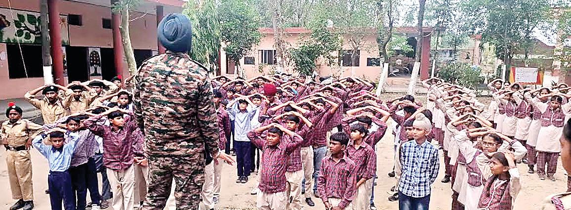 NCC cadets and students of Jalandhar group practice civil defence mock drill